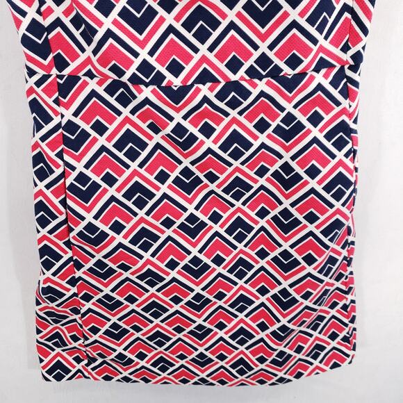 Gap Sheath Dress Womens 2 Pink White Navy Geometric Marcy Dobby Scoop Neck Mini - Picture 3 of 8